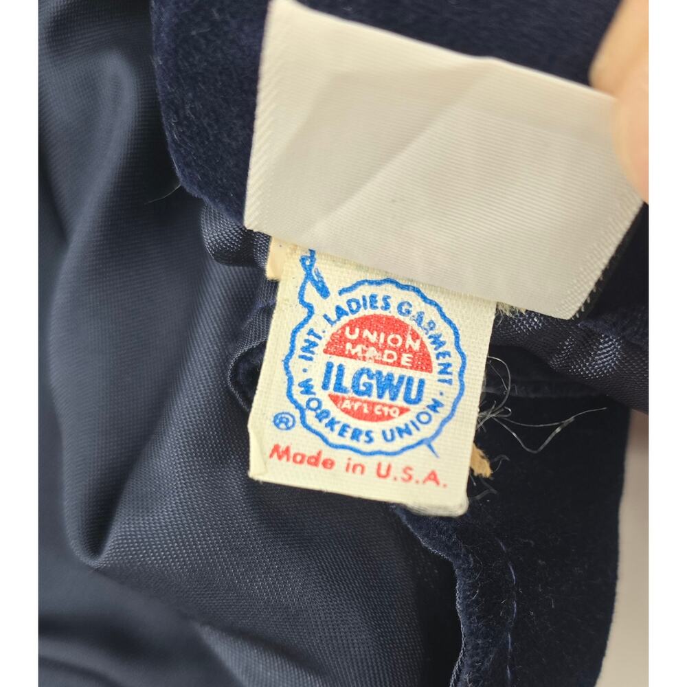 Vintage Paddle & Saddle Indigo Velvet‎ Vest Union Made USA 70s Tailored Cropped - Picture 5 of 5